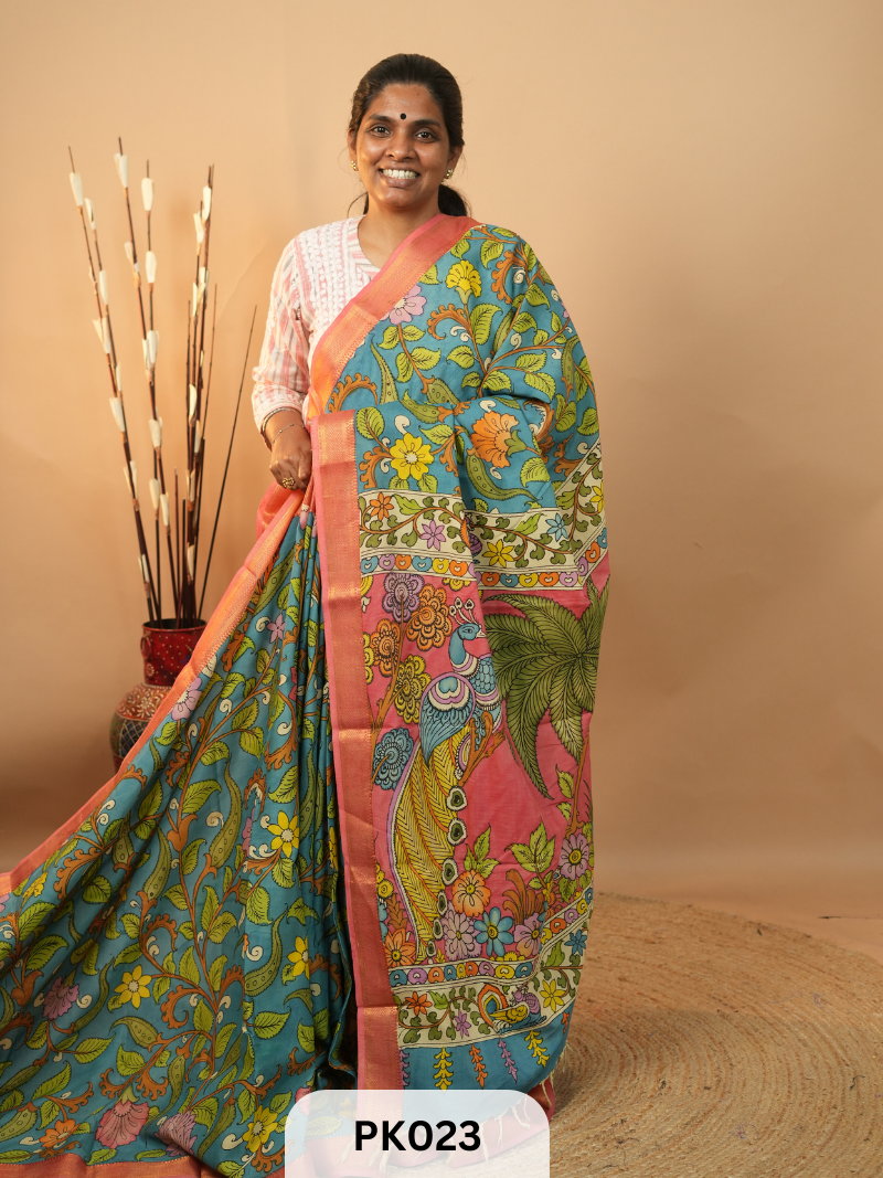 Chennuri Silk saree with Pen kalamkari art work