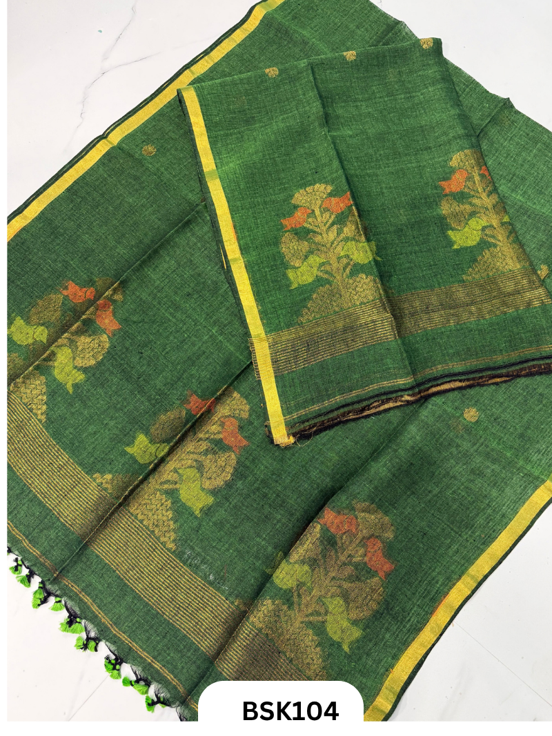 Pure Handloom Linen Salwar Suit with Jamdani and Meenakari weave Top 2.7 mtr Duppata Rs 2.5mtr