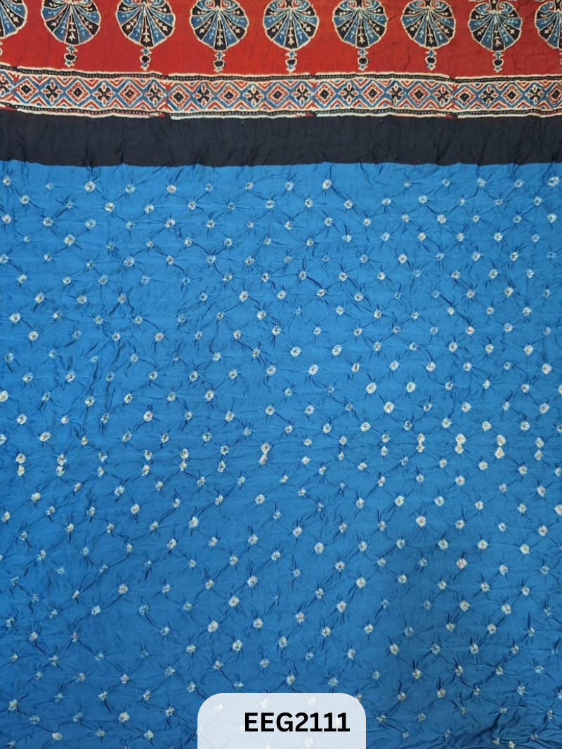 MODAL AJRAKH PRINT WITH BANDHEJ RUNNING FABRIC-1MTR