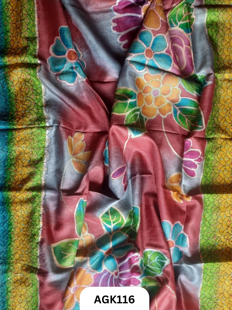 SPECIAL HANDBLOCK HEAVY KANTHA SAREE