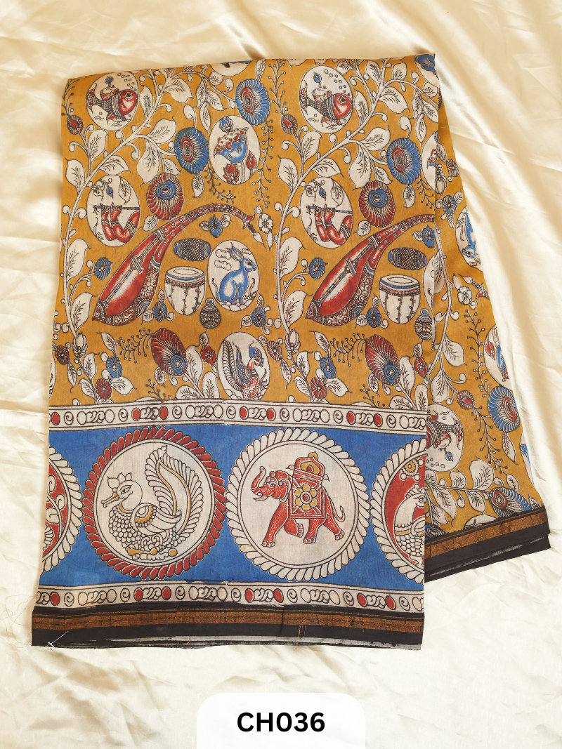 KALAMKARI WITH CHANDERI SILK BORDER SAREE