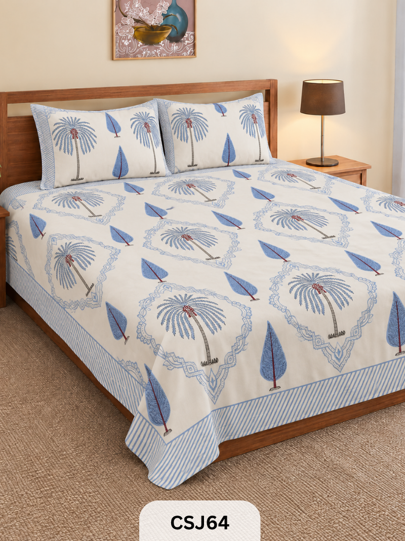 Cherry Blossom Bedsheet With Pillow Covers - 108*108