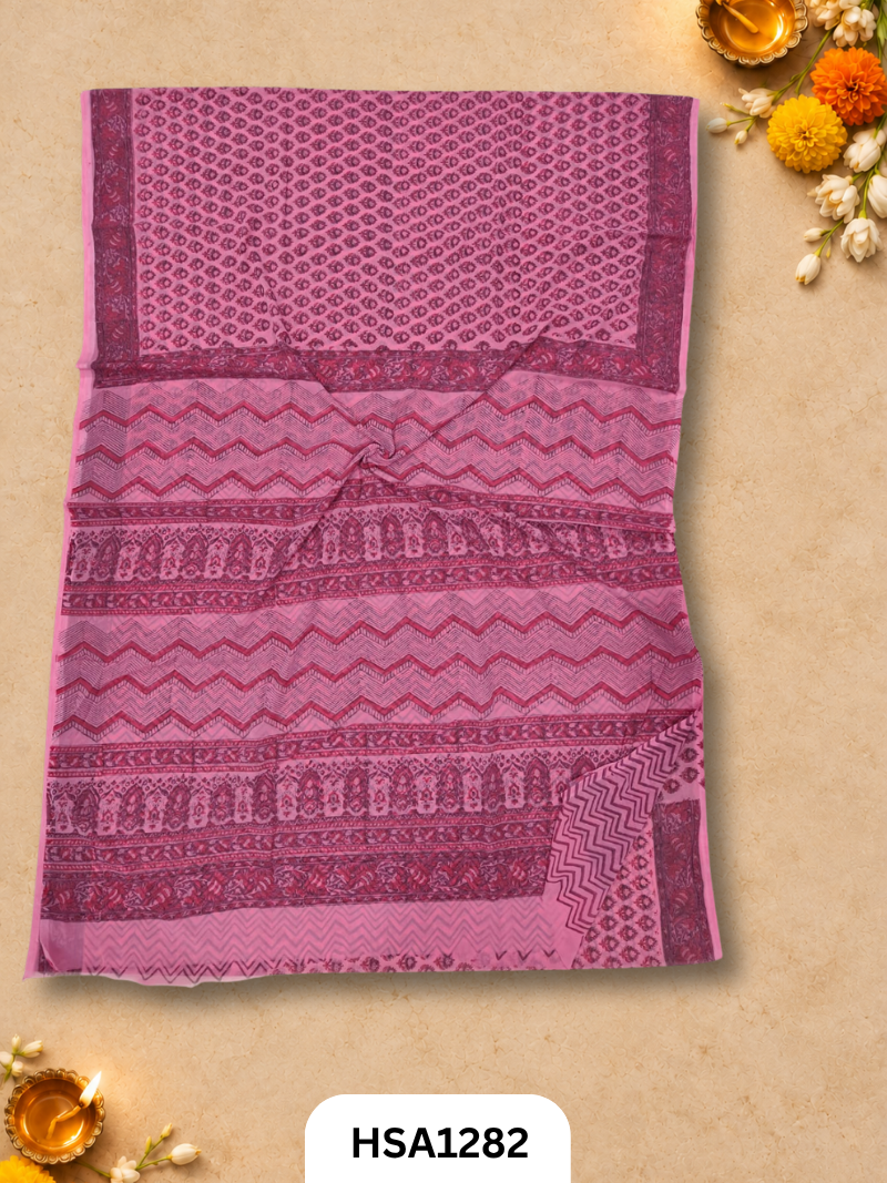 Hand block printed Hand tye-dye Lahriya Saree