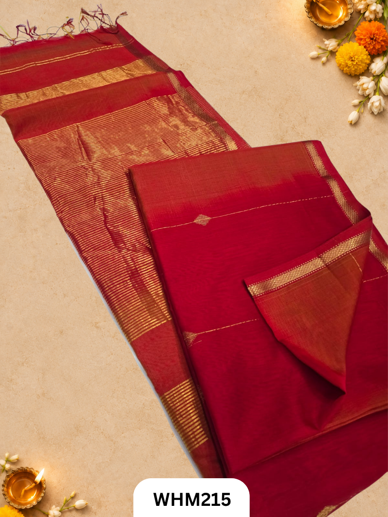 Pure Maheshwari Handloom Dual Tone Diamand Butti Line Saree