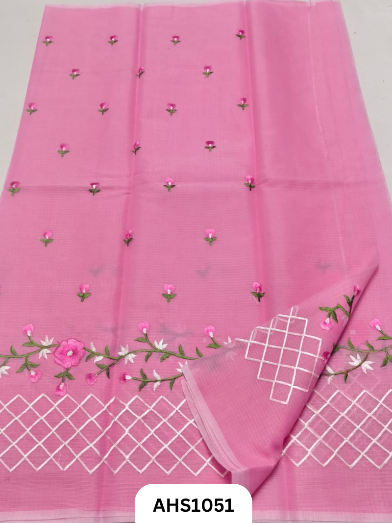 Kota Cotton Embroidery Work Saree with Blouse