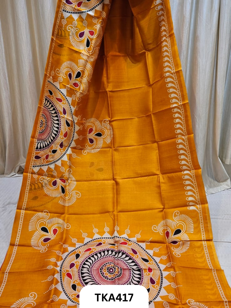 Murshidabad Silk Hand Painted Saree