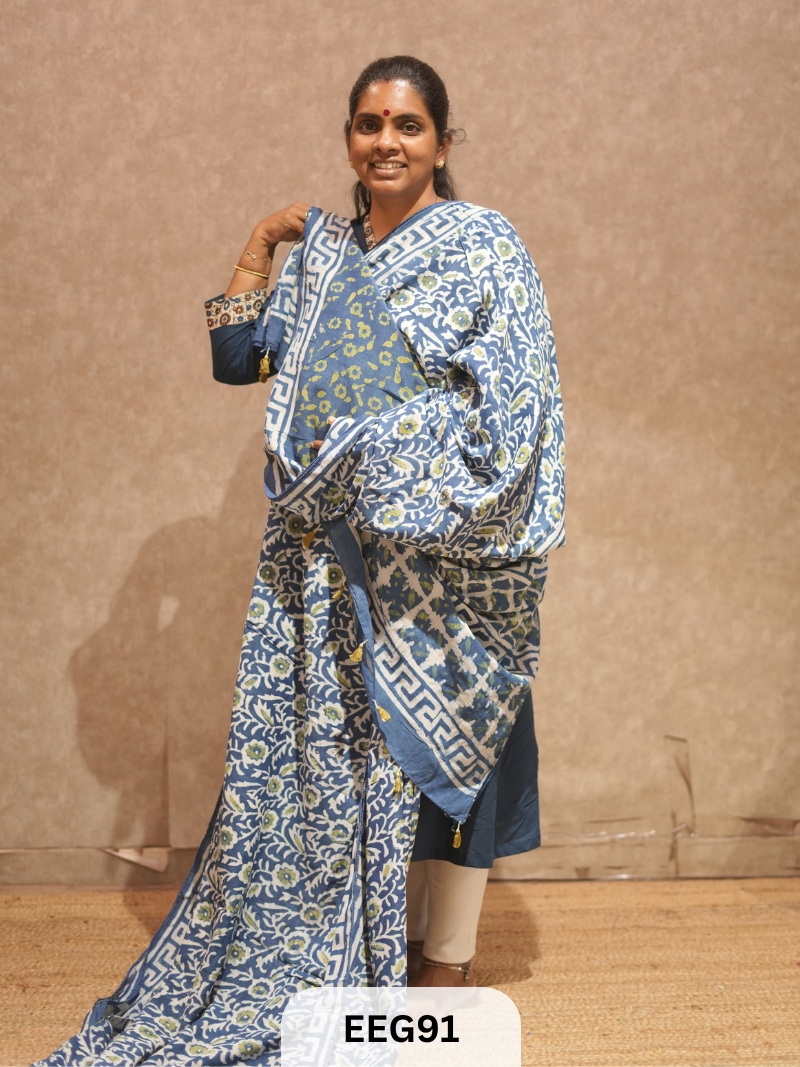 CHANDERI INDIGO SAREE