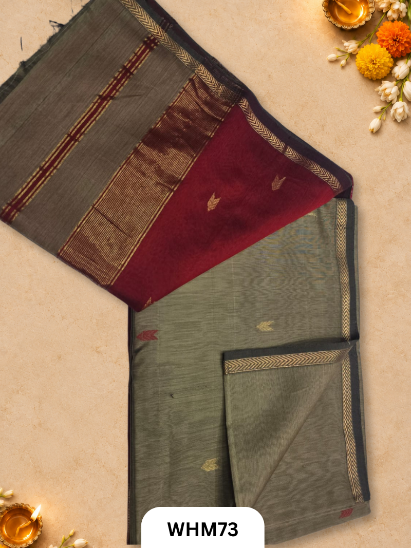 Maheshwari Handloom Small Border Butti Saree