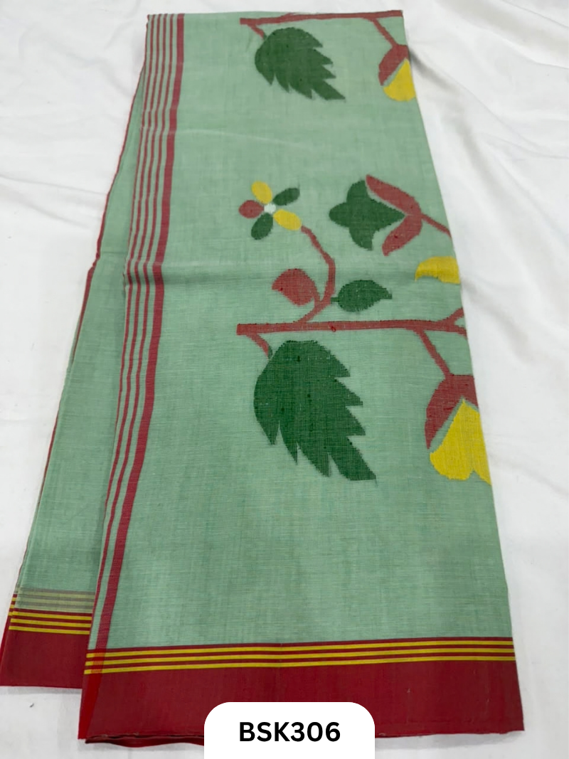 Handloom Pure Mul Cotton With Jamdhani Weave Saree