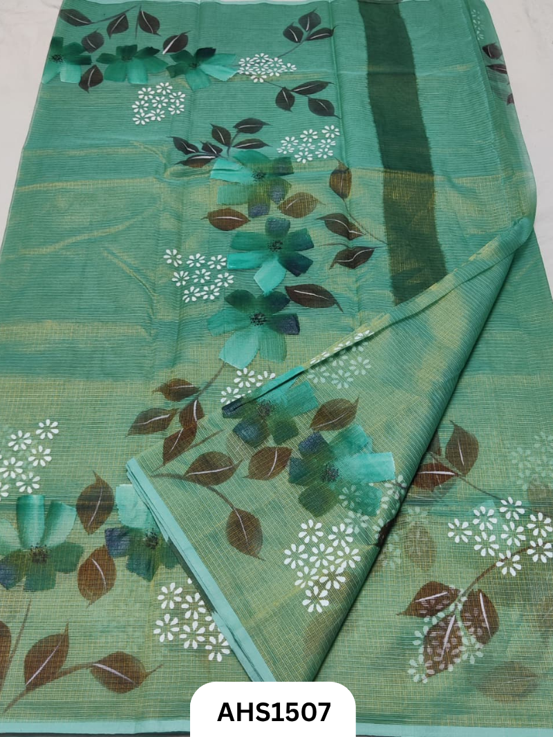 Pure Kota Cotton Tissue Brush Paint Saree