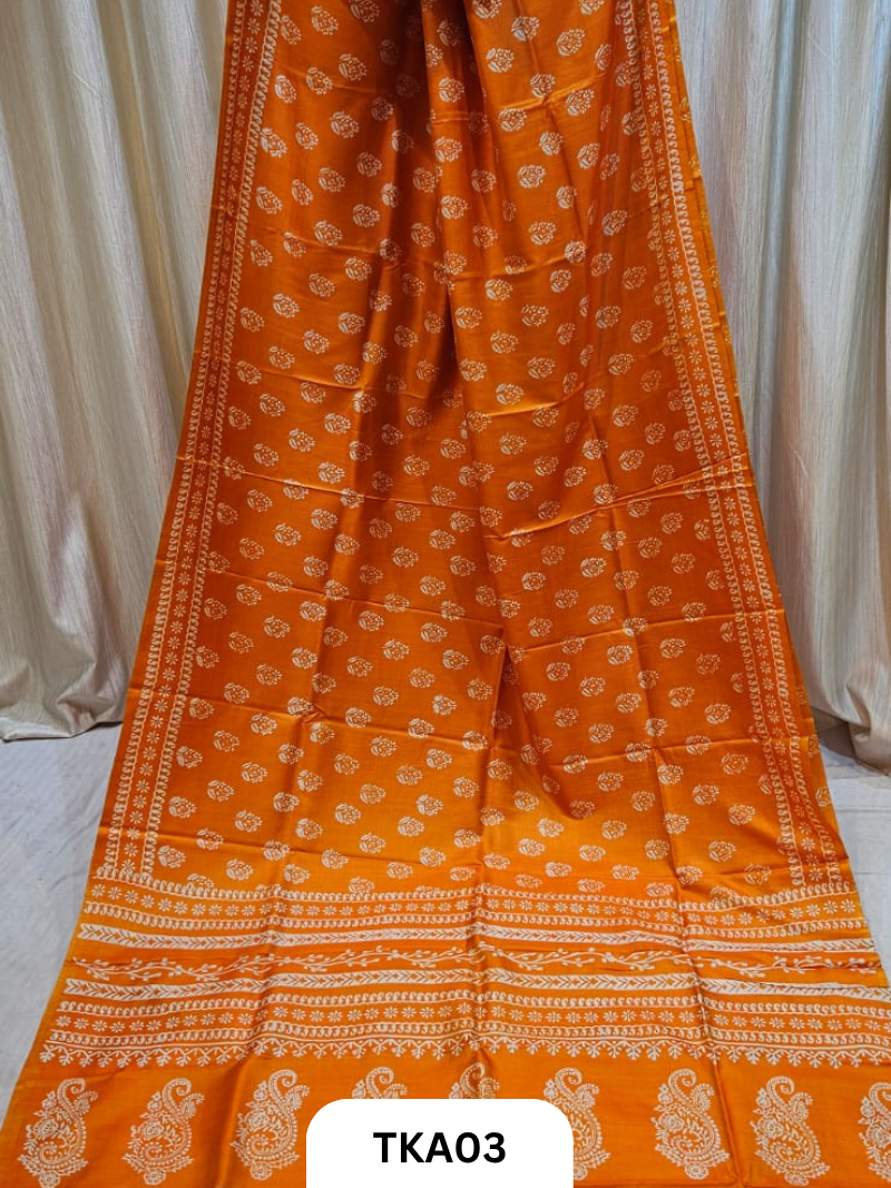 Pure Bishnupuri Silk Dual Shade Handblock