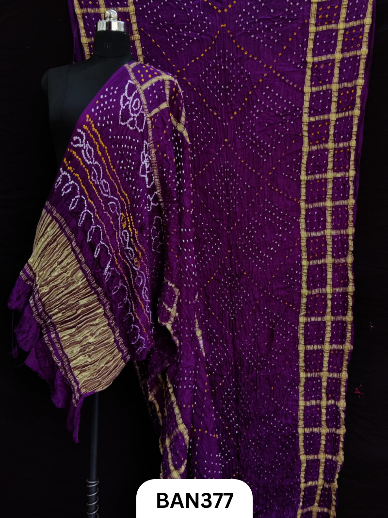 Modal Tissue Pallu Checks Border Choras Dani Bandhej Saree