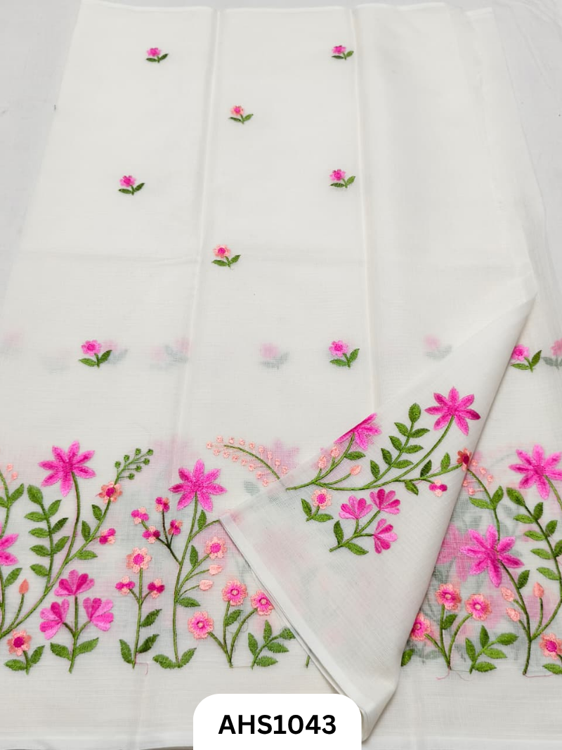 Kota Cotton Embroidery Work Saree with Blouse