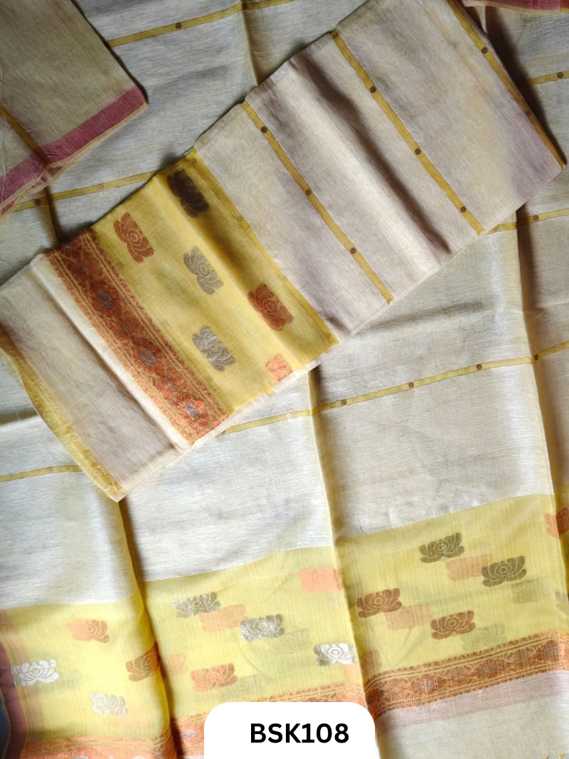 Premium Pure Handloom Linen Silk Salwar Top 2.7 mtr Duppata 2.5 mtr