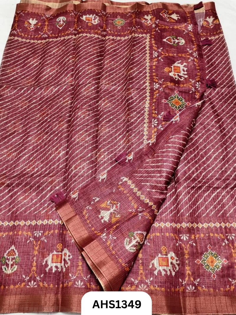 Soft Silk Kota Digital Print Saree With Blouse