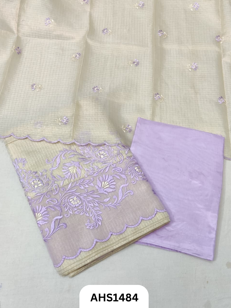 Applique Work Soft Silk Tissue Kota & Dupatta - Top 2.5Mtr & Dupatta 2.5Mtr