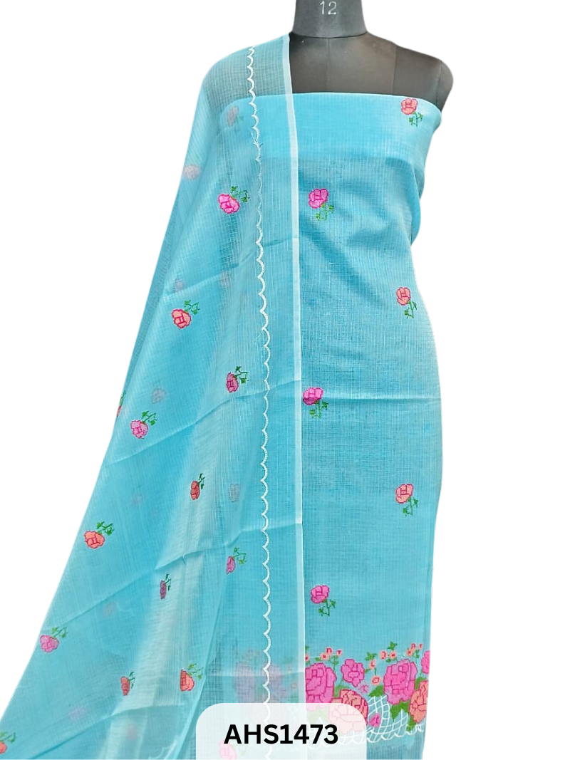 Soft Kota Embroidery Work Dress Material Top & Dupatta