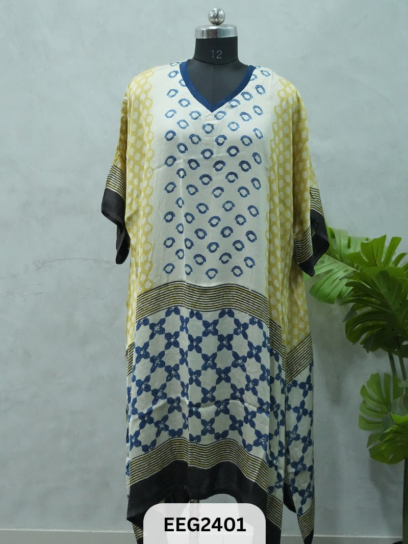 MODAL KHAFTAN WITH MIRROR WORK NECKLINE