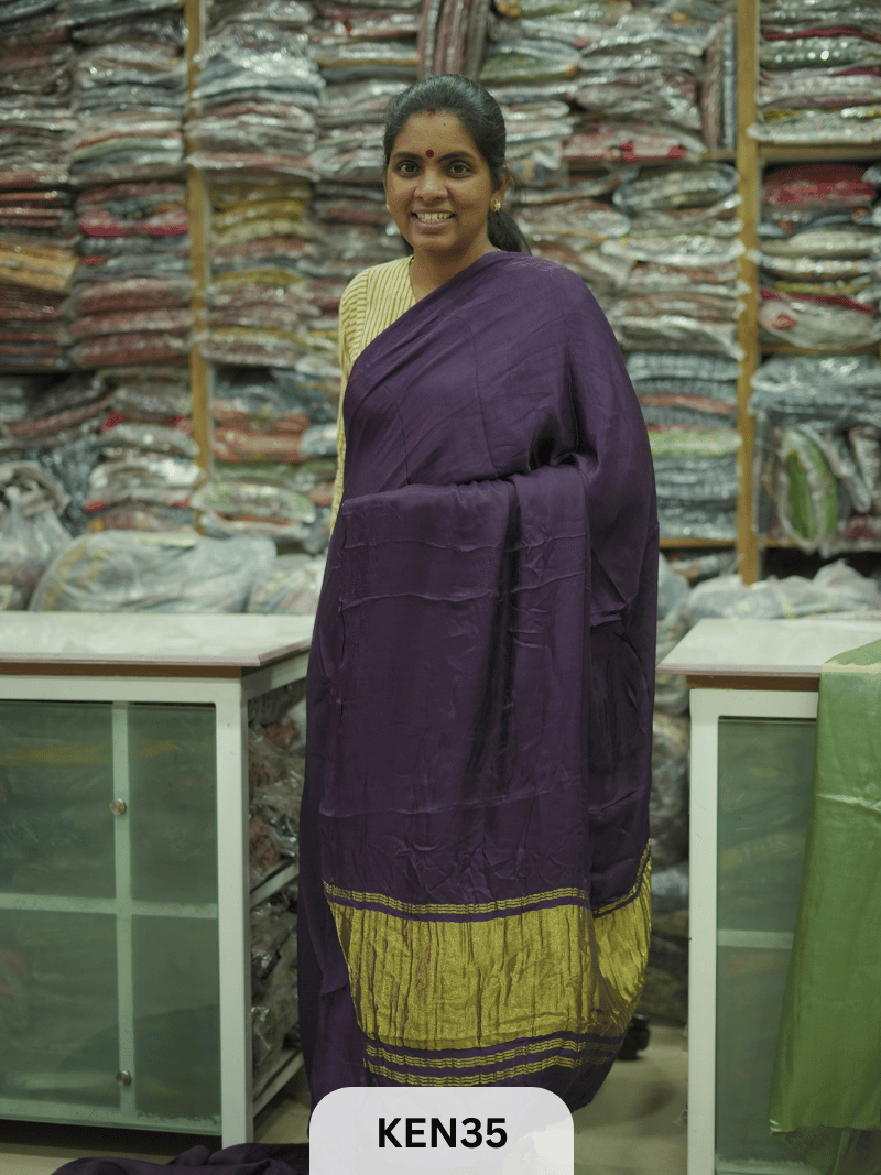 PLAIN MODAL SILK SAREE WITH LAGDI PATTA