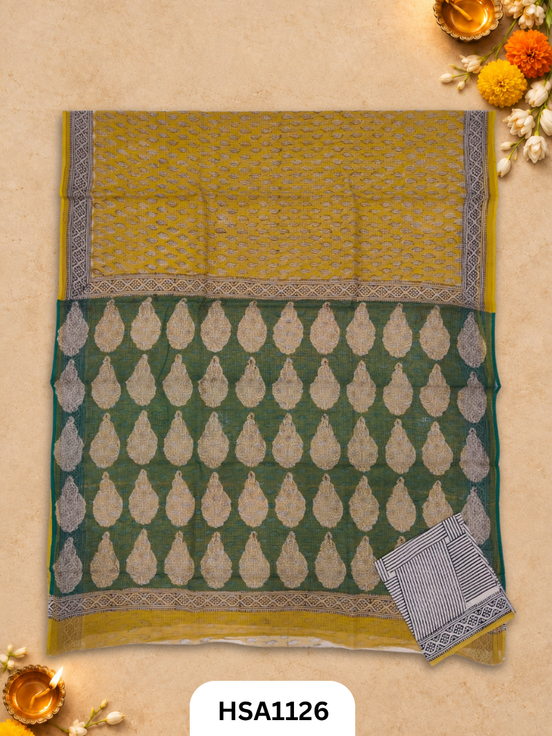 Hand Block Printed Traditional Designs & Multi Colour Combinations Kota Doria Sarees