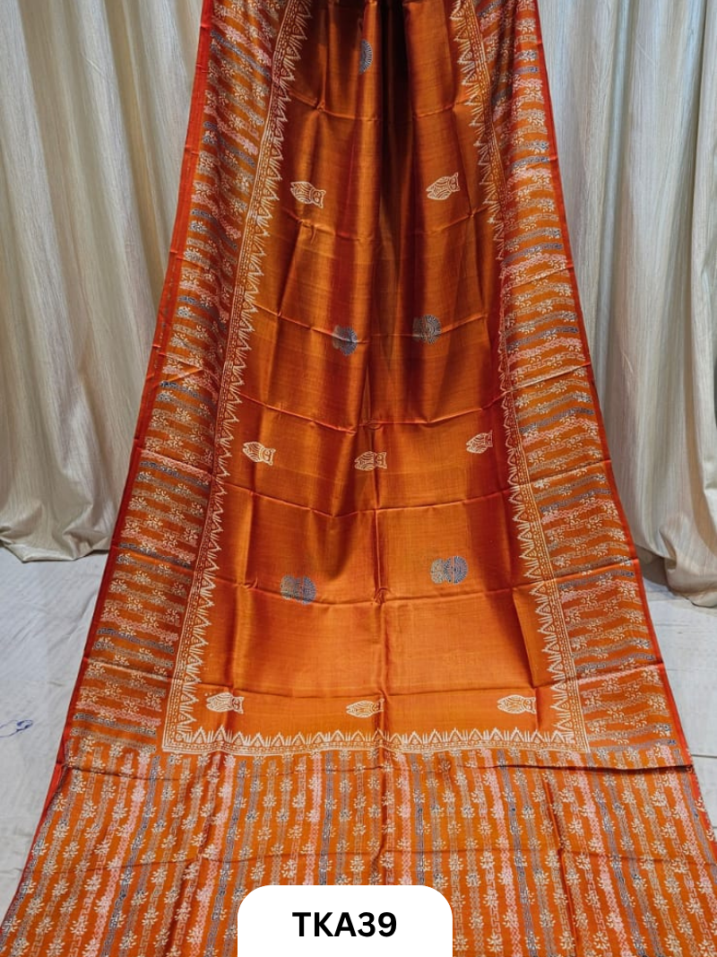 Pure Bishnupuri Silk Dual Shade Handblock