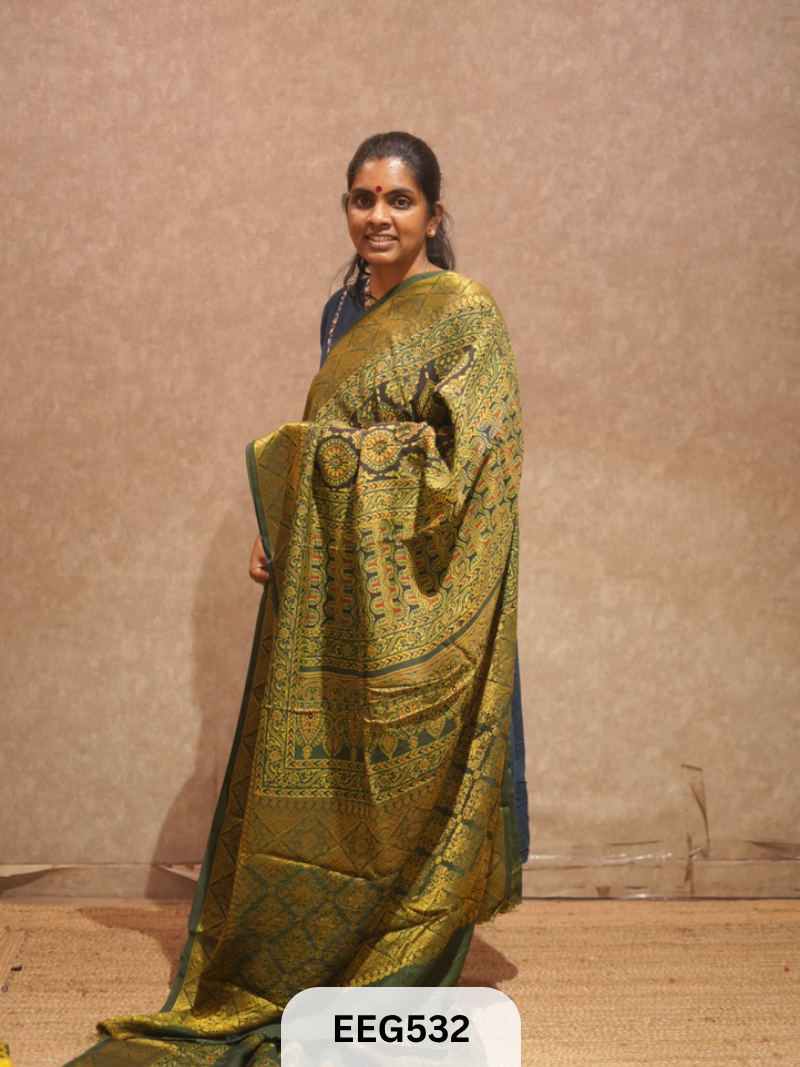 AJRAKH DOLA SILK SAREE