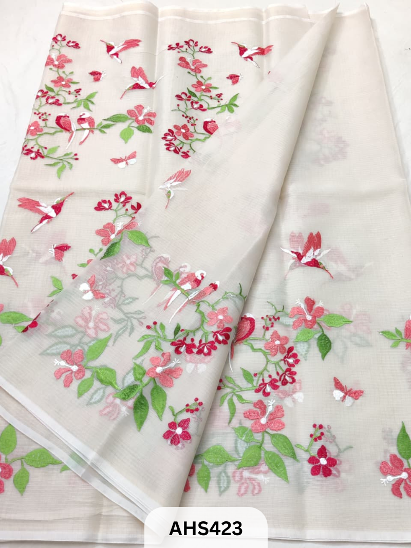 COTTON KOTA EMBROIDERY WORK SAREE WITH BLOUSE - PRE BOOKING 25DAYS