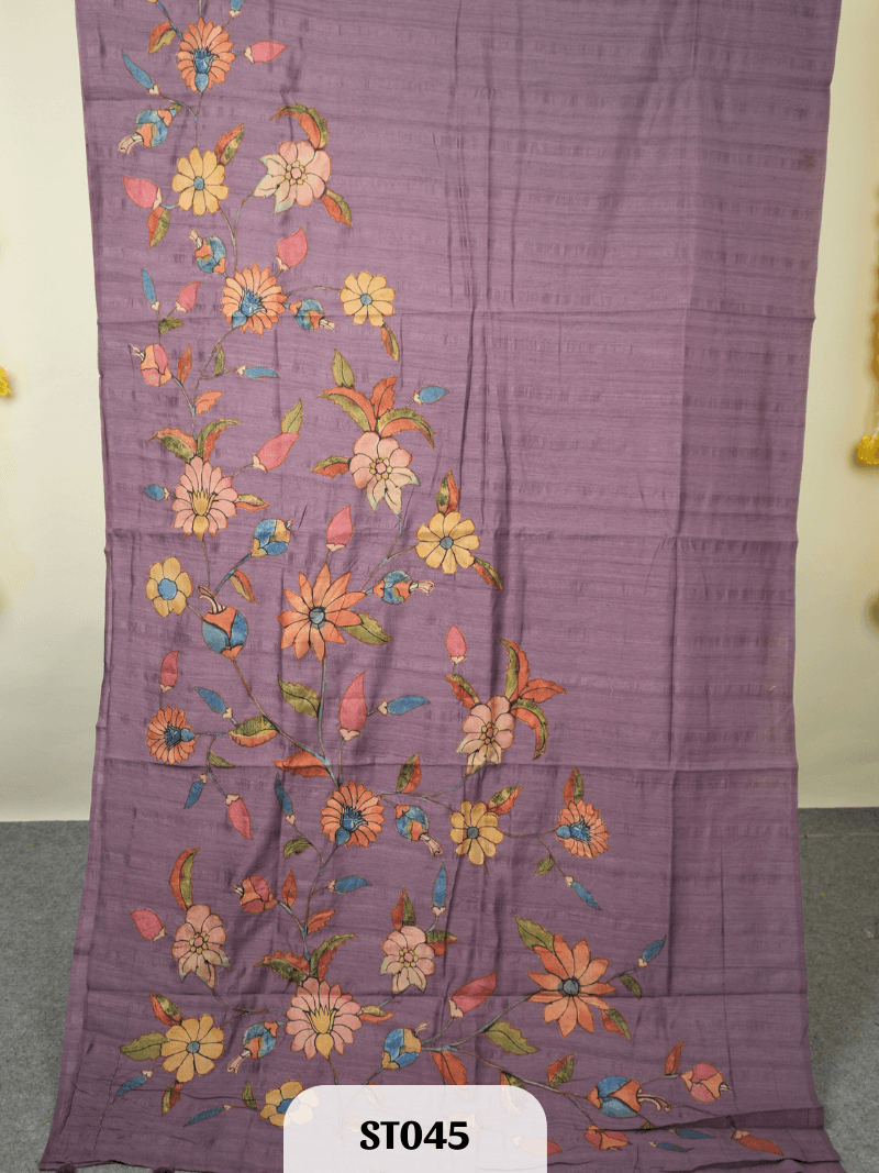 Kalamkari Appliqué work Saree - Premium Semi Tussar