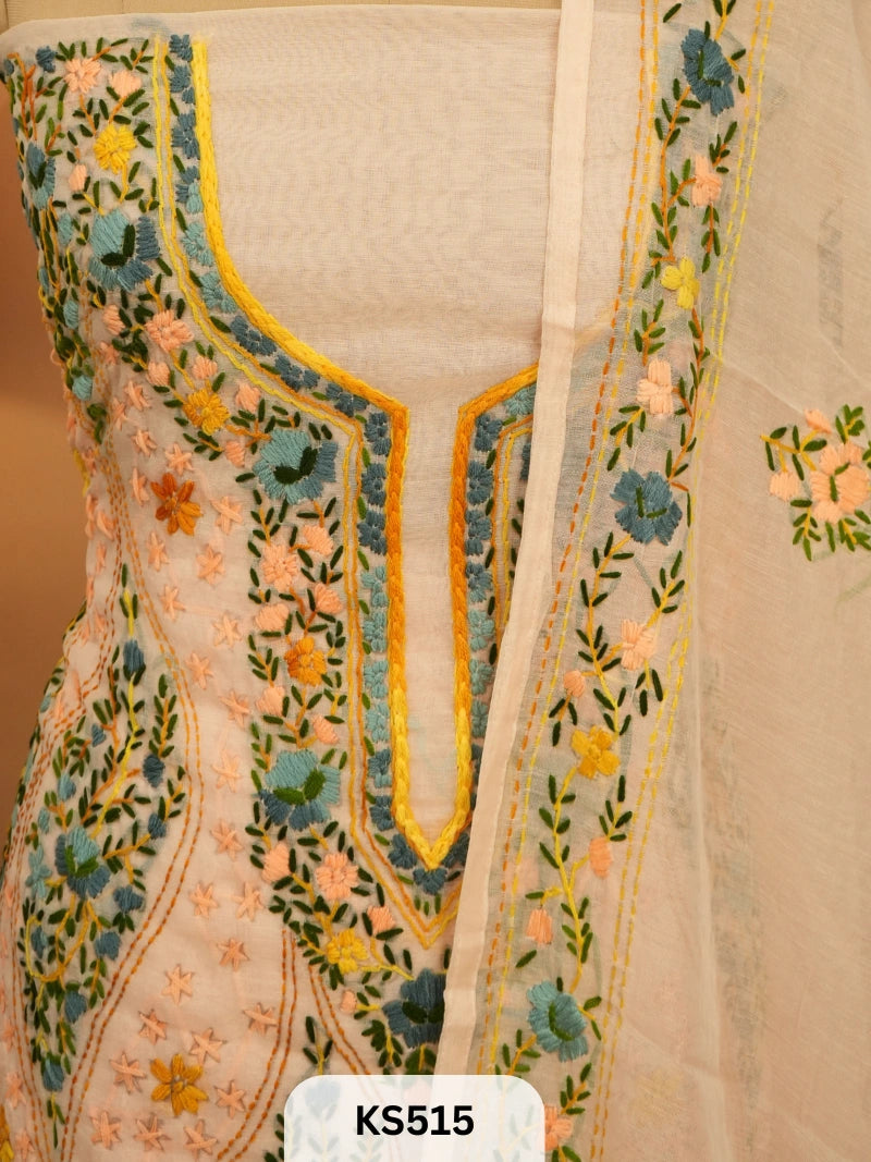 Dupion Chanderi Silk With Hand Kantha Stitch