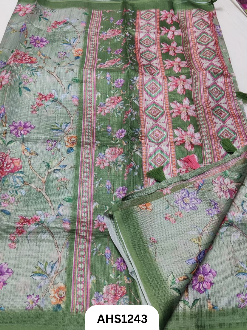 Soft Silk Kota Digital Print Saree With Blouse
