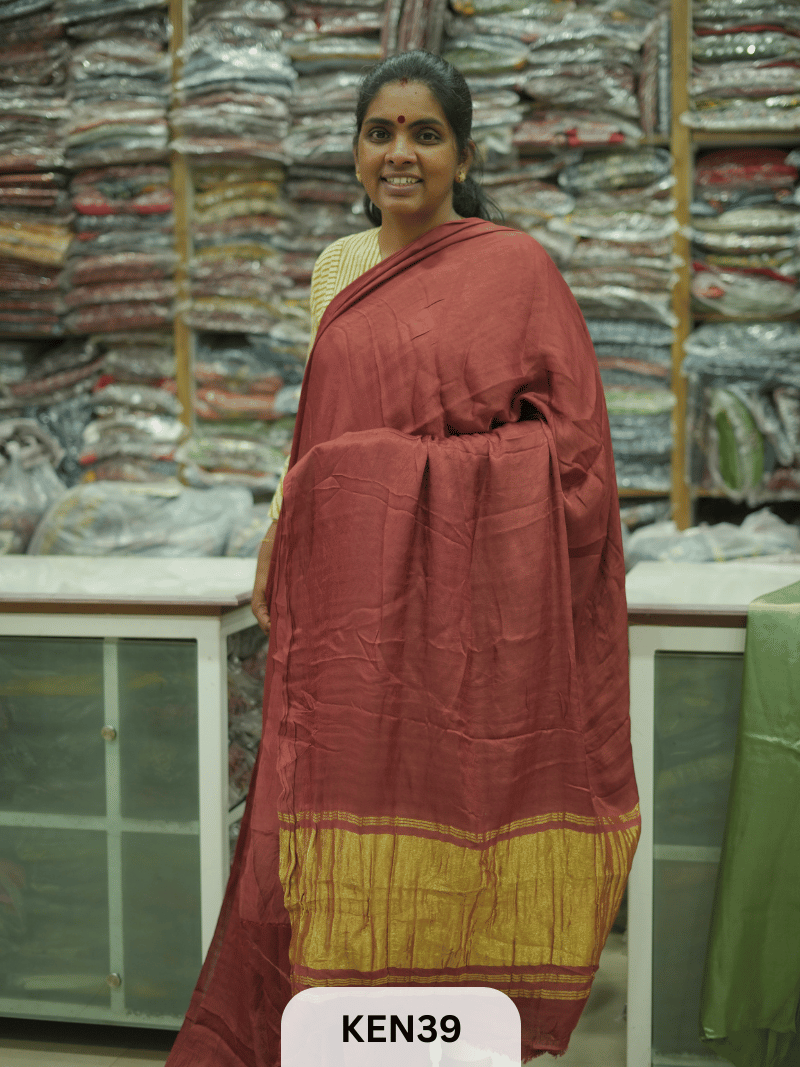 PLAIN MODAL SILK SAREE WITH LAGDI PATTA