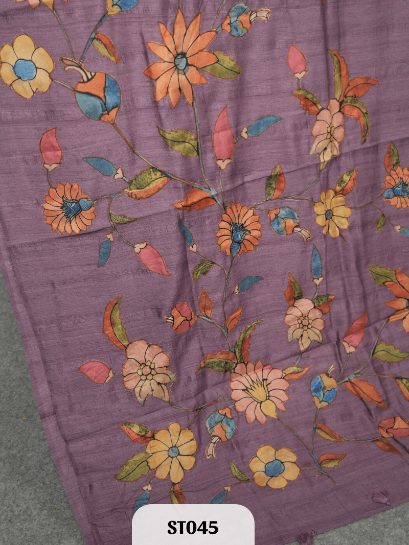 Kalamkari Appliqué work Saree - Premium Semi Tussar