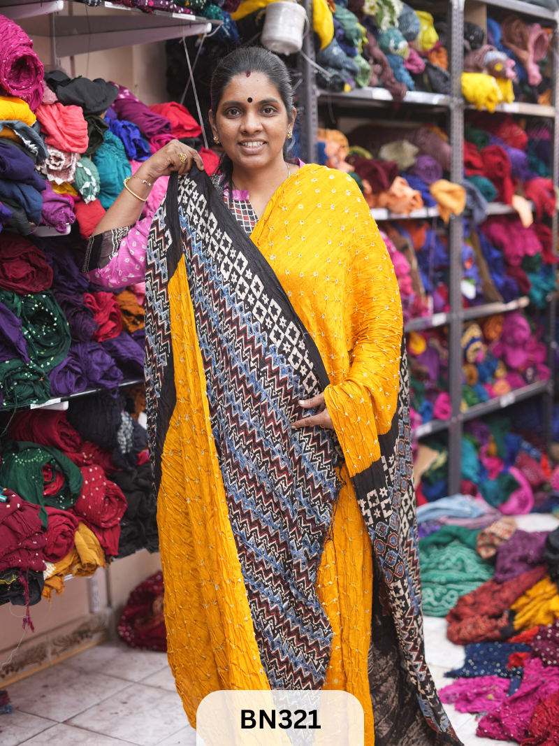 MODAL GAJI - AJRAKH BANDHINI SAREE
