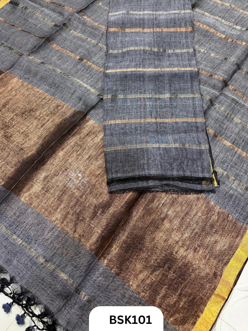 Pure Jayashree Premium Linen Salwar Suit 2pc Tissue Pallu and Stripe Weaving