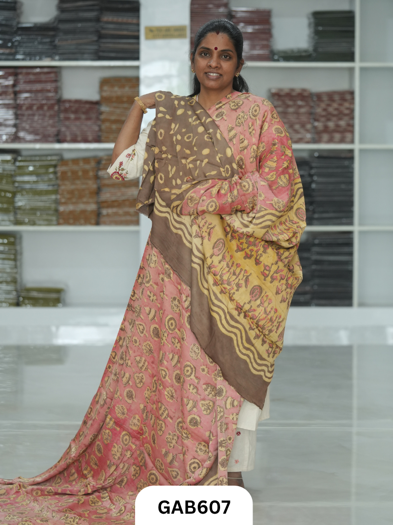 Nashpal & Pomegranate Peel Printed Modal Silk Sarees with blouse