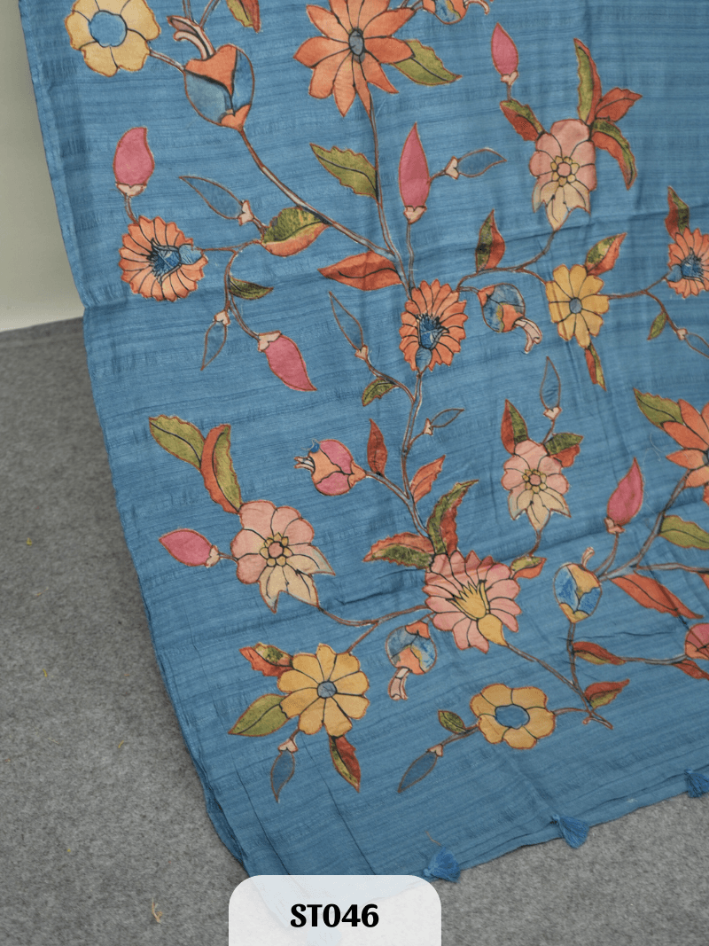 Kalamkari Appliqué work Saree - Premium Semi Tussar