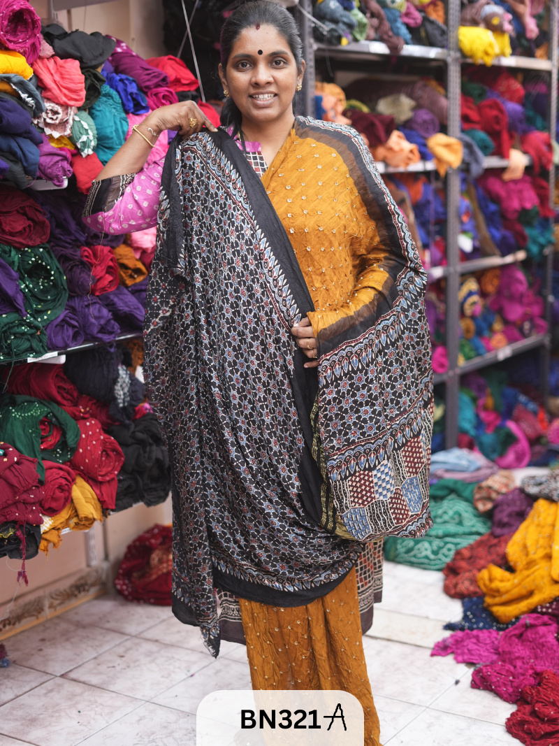 MODAL GAJI - AJRAKH BANDHINI SAREE