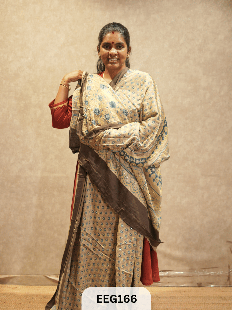 AJRAKH MODAL SAREE WITH MIRROR