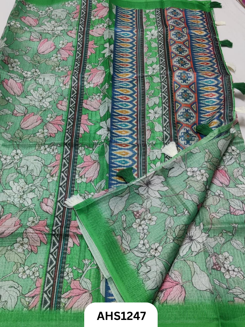 Soft Silk Kota Digital Print Saree With Blouse