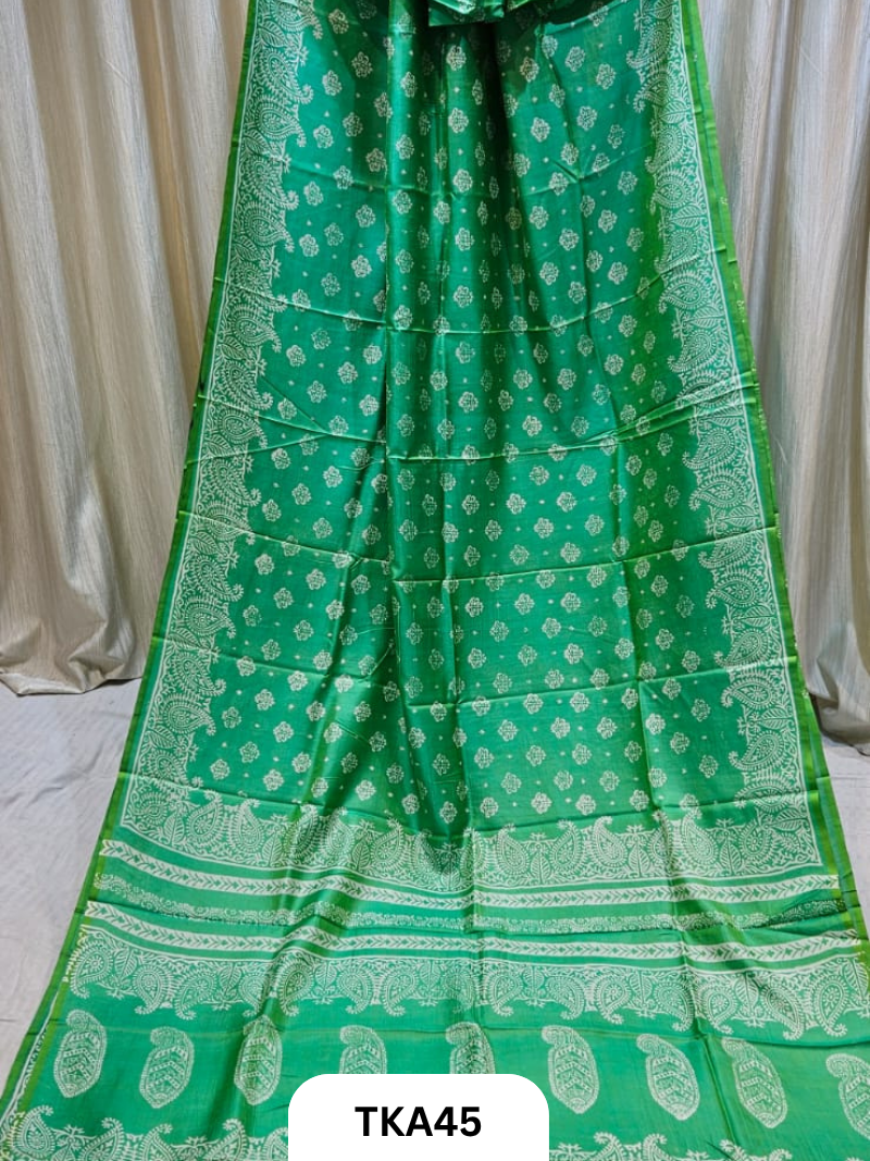 Pure Bishnupuri Silk Dual Shade Handblock
