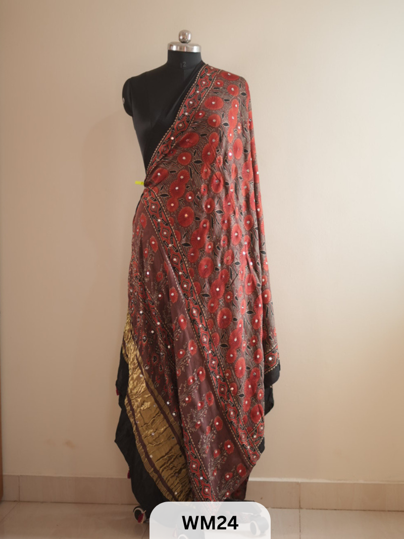 MODAL SILK WITH GLUED MIRROR LAGDI PATTA DUPPATTA