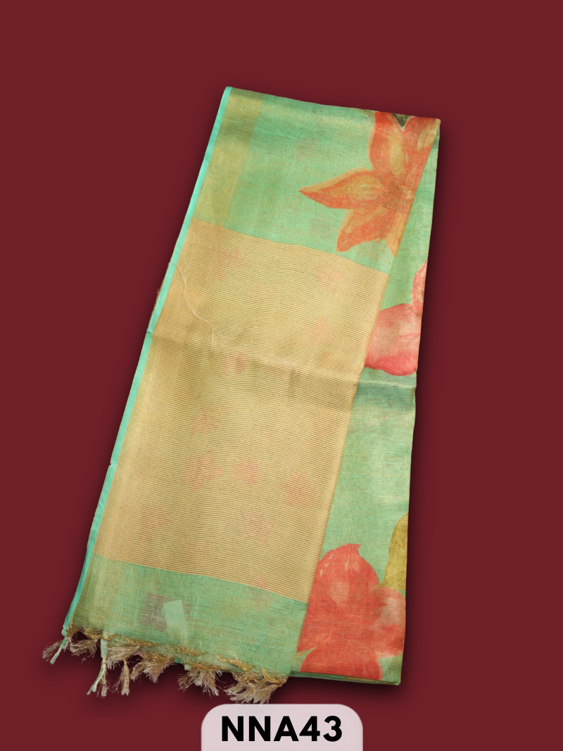 PURE TUSSAR WITH FLORAL DESIGNER SAREE