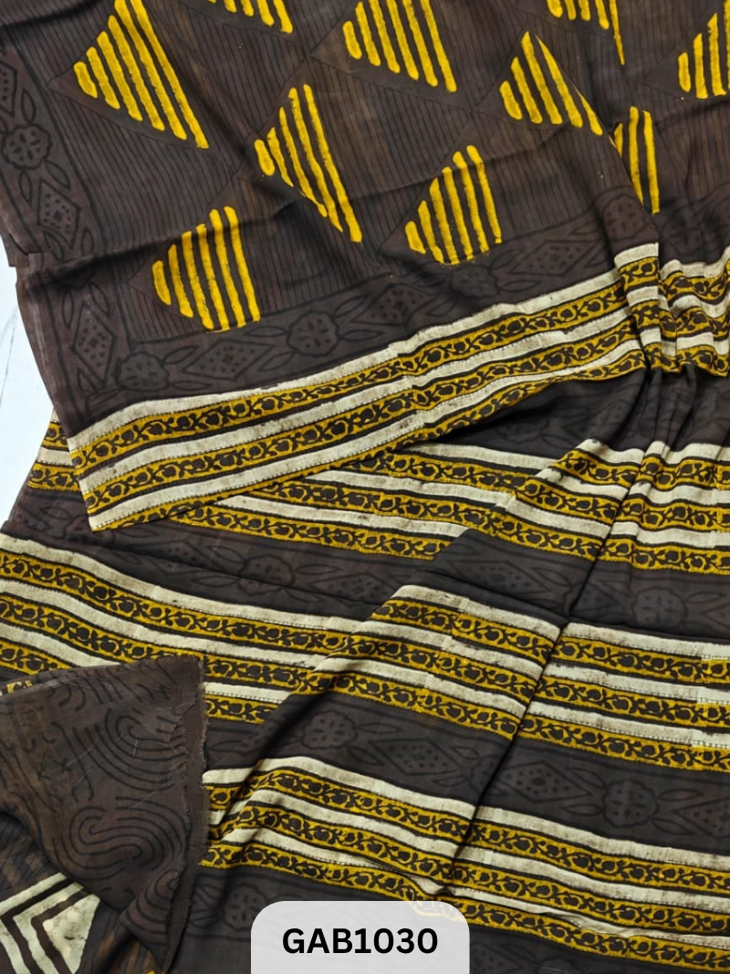 Premium Hand Block Printed Georgette Sarees with Blouse