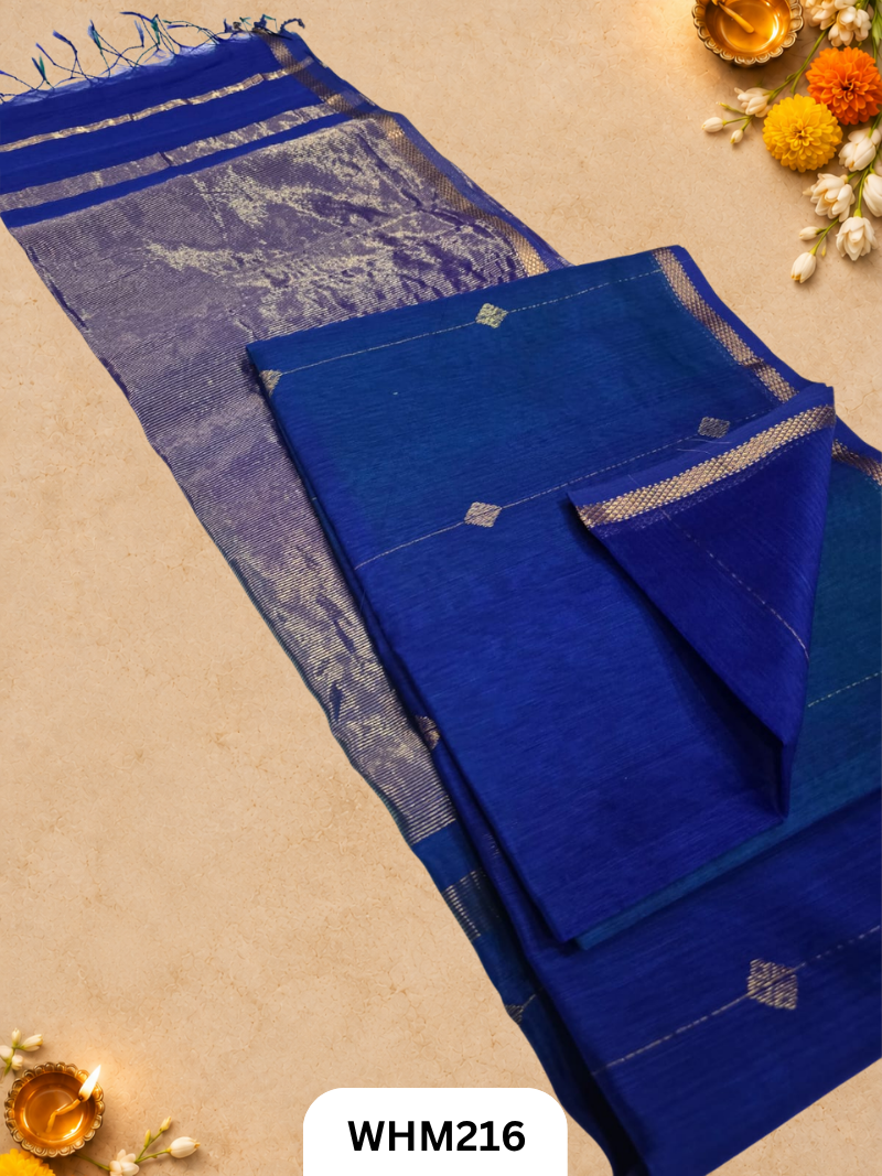 Pure Maheshwari Handloom Dual Tone Diamand Butti Line Saree
