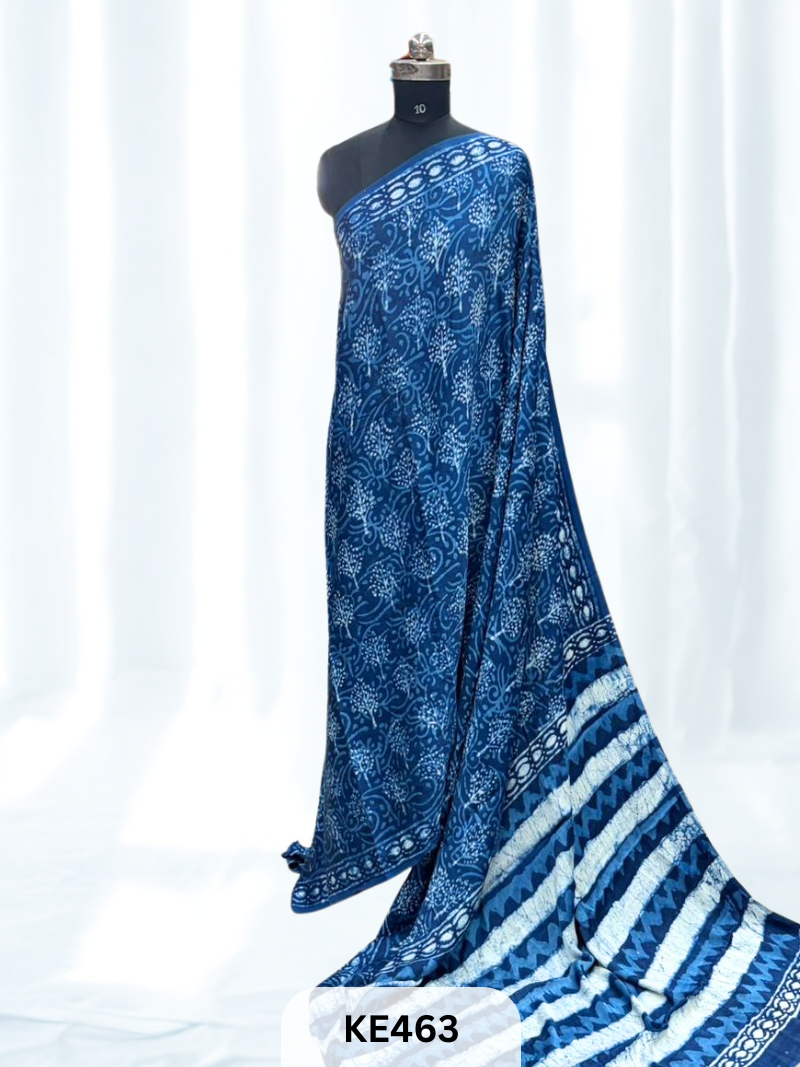 AJRAKH MODAL INDIGO SAREE - SPECIAL DEAL