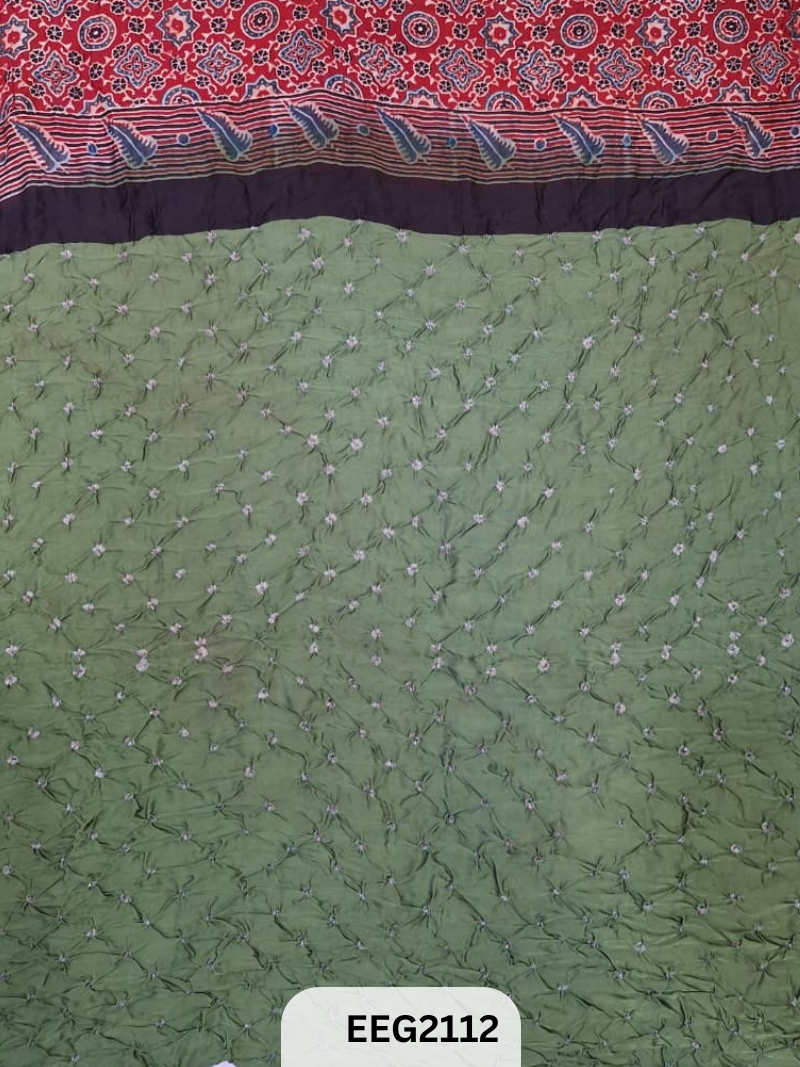 MODAL AJRAKH PRINT WITH BANDHEJ RUNNING FABRIC-1MTR