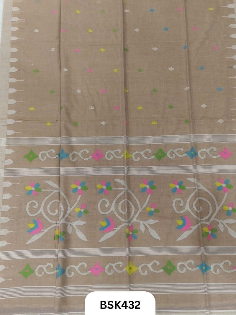 Handloom Pure Mul Cotton Needle Work Saree