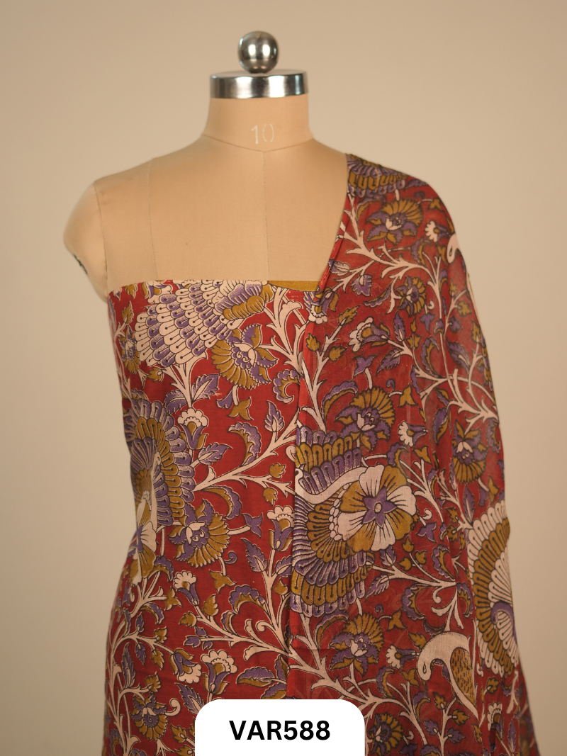KALAMKARI 2 PCS SALWAR SUIT- top2.5 mtr and duppatta