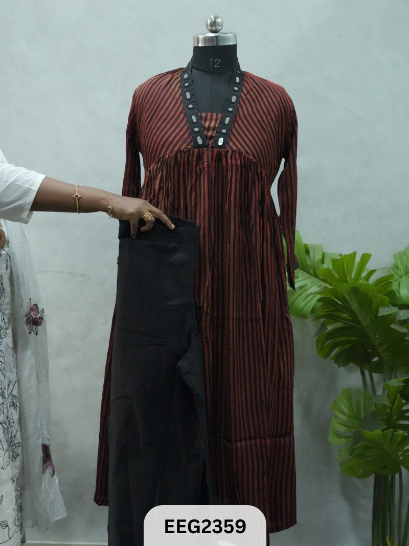 MODAL KUTCH MIRROR WORK WEAR STRIPES