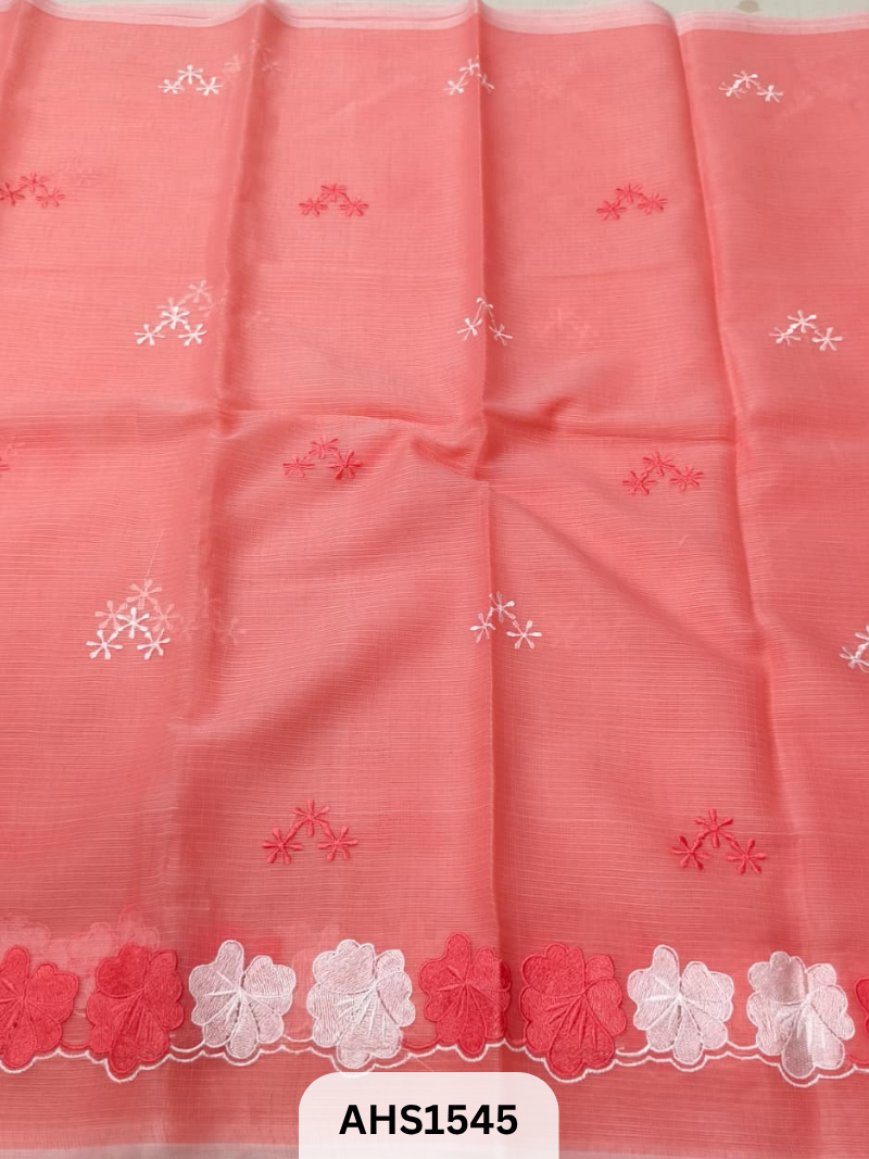 Kota Cotton Embroidery Work Saree With Blouse
